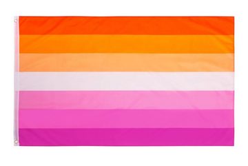 PHENO FLAGS Flagge Lesben Flagge 90 x 150 cm LGBT Fahne Rainbow (Hissflagge für Fahnenmast), Inkl. 2 Messing Ösen