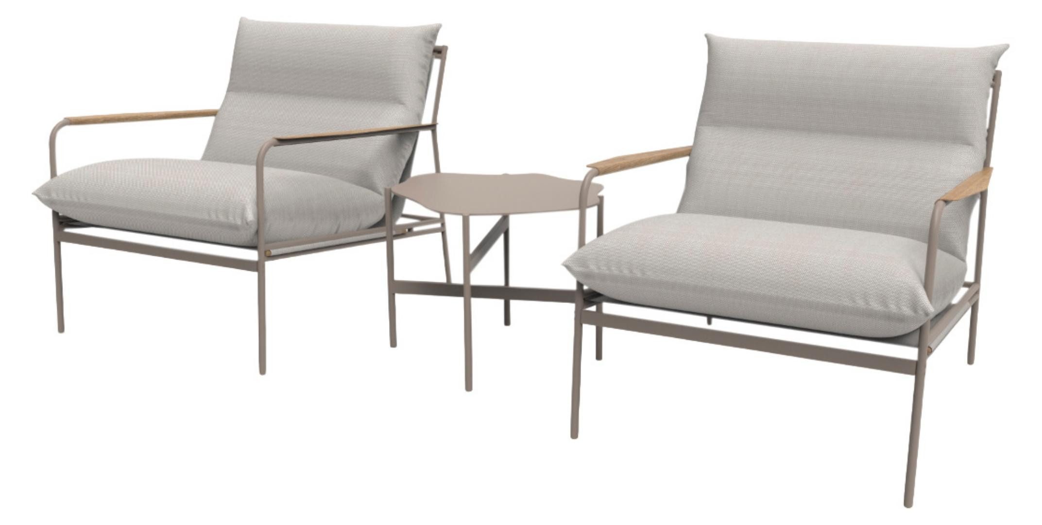 Schou Gartenlounge-Sessel Madison Lounge-Set mit Kissen beige.