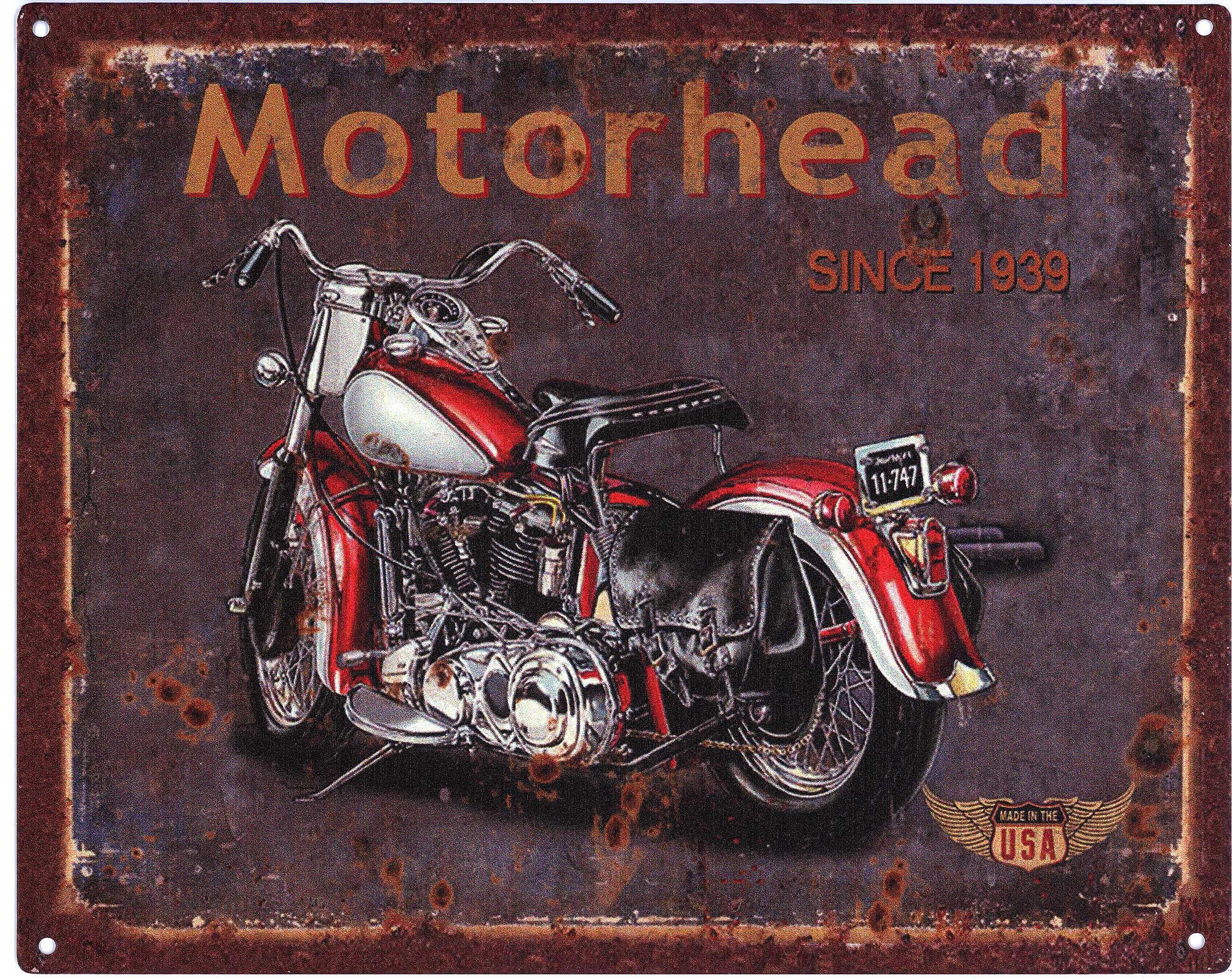 Moritz Metallschild Blechschild Motorhead Since 1939, (Einzeln), 20 x 25cm Vintage Retro Deko Schild Metallschild Wandbild Schild