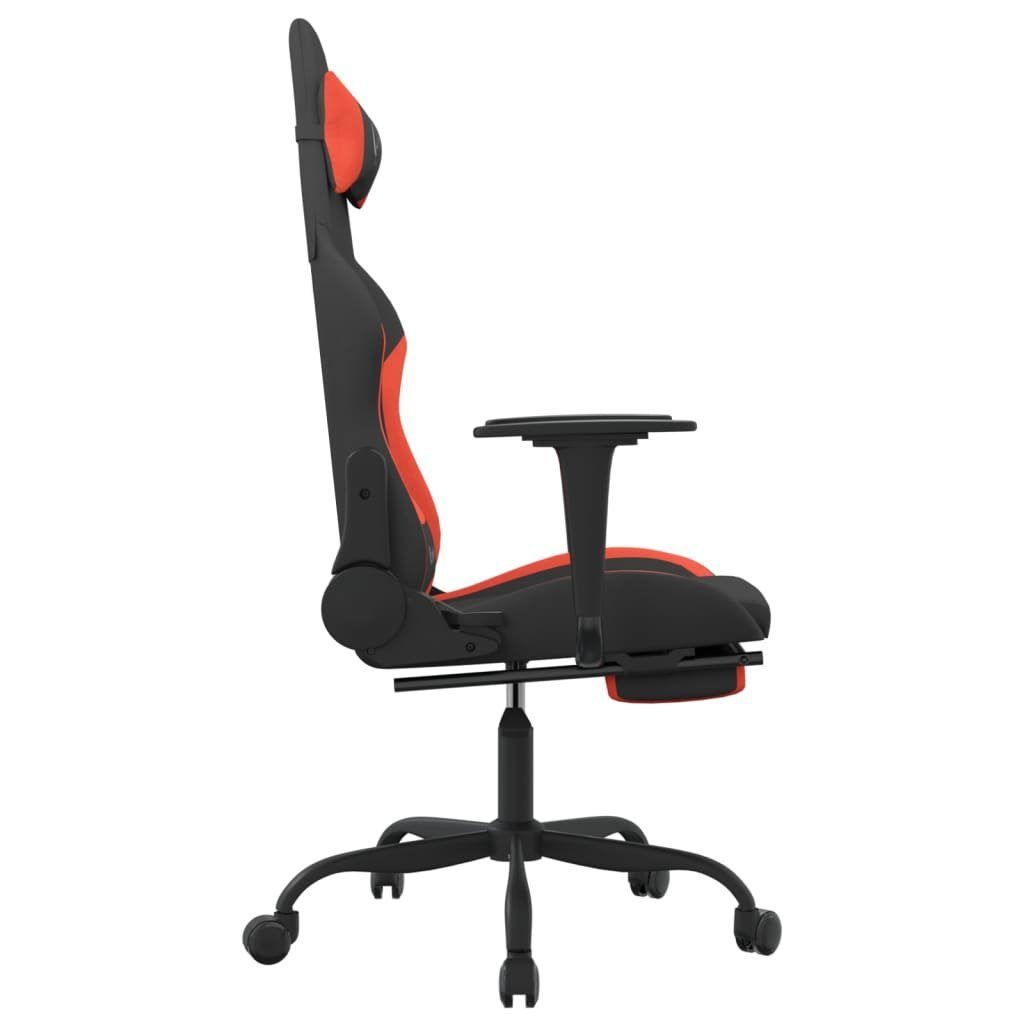 Gaming-Stuhl Stoff Rot Massage Schwarz & St) mit (1 Fußstütze furnicato und