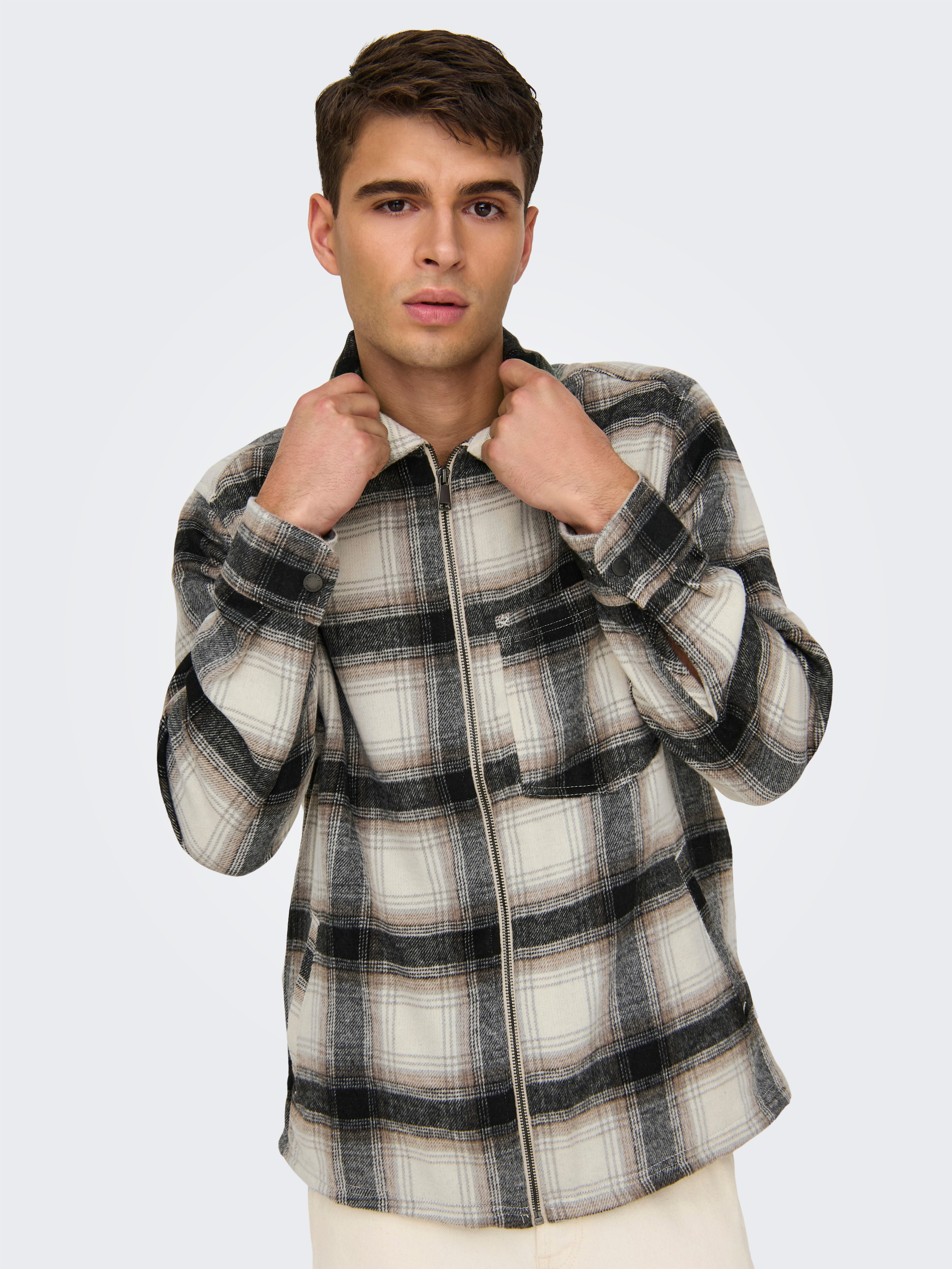 ONLY & SONS Langarmhemd ONSAUSTIN WOOL ZIP OVERSHIRT günstig online kaufen