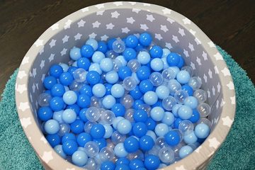 Knorrtoys® Bällebad Soft, Grey White Stars, mit 300 Bällen balls/soft Blue/Blue/transparent; Made in Europe