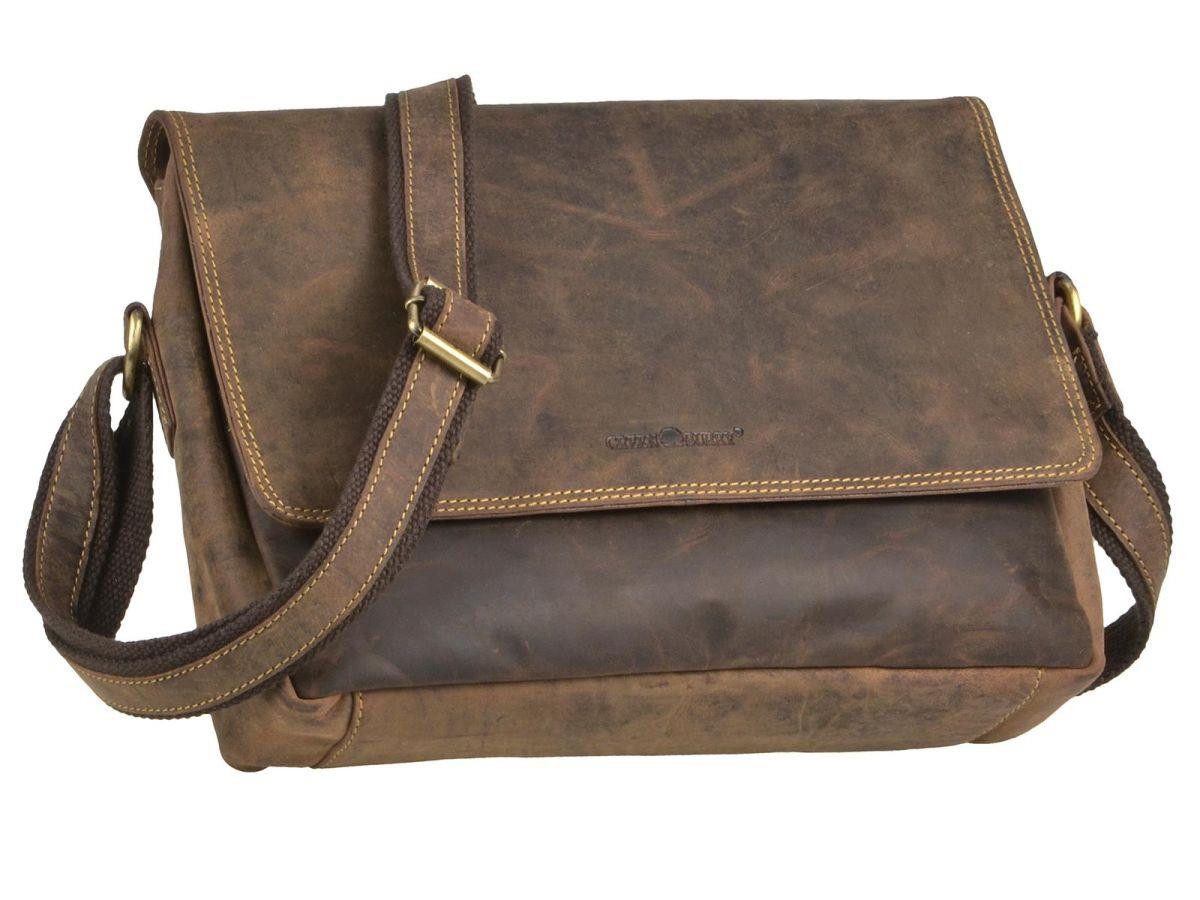 Greenburry Umhängetasche Vintage, used Look, Schultertasche 33x25cm, Messengerbag, antikbraun
