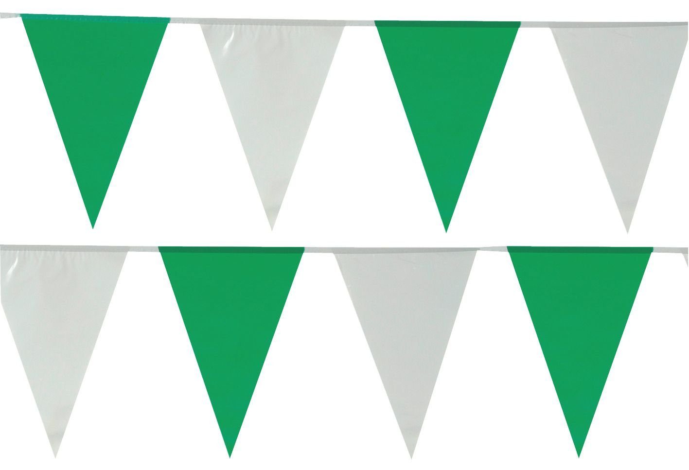 Amscan Klemmen Wimpelkette Plastik - 400 cm, grün/weiß