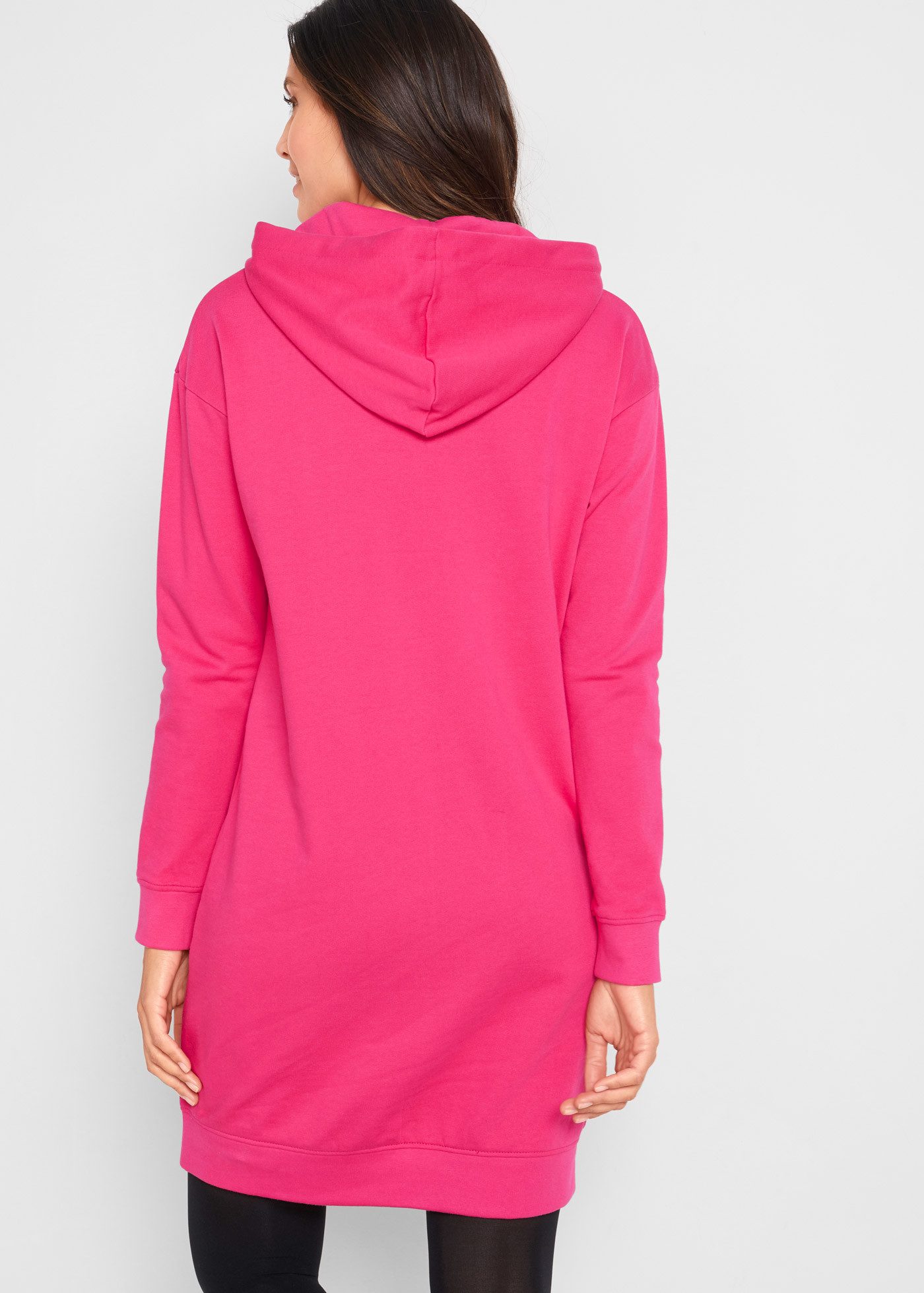 bonprix Sweatkleid mit Kapuze, aus Baumwolle und Viskose, lockere Passform