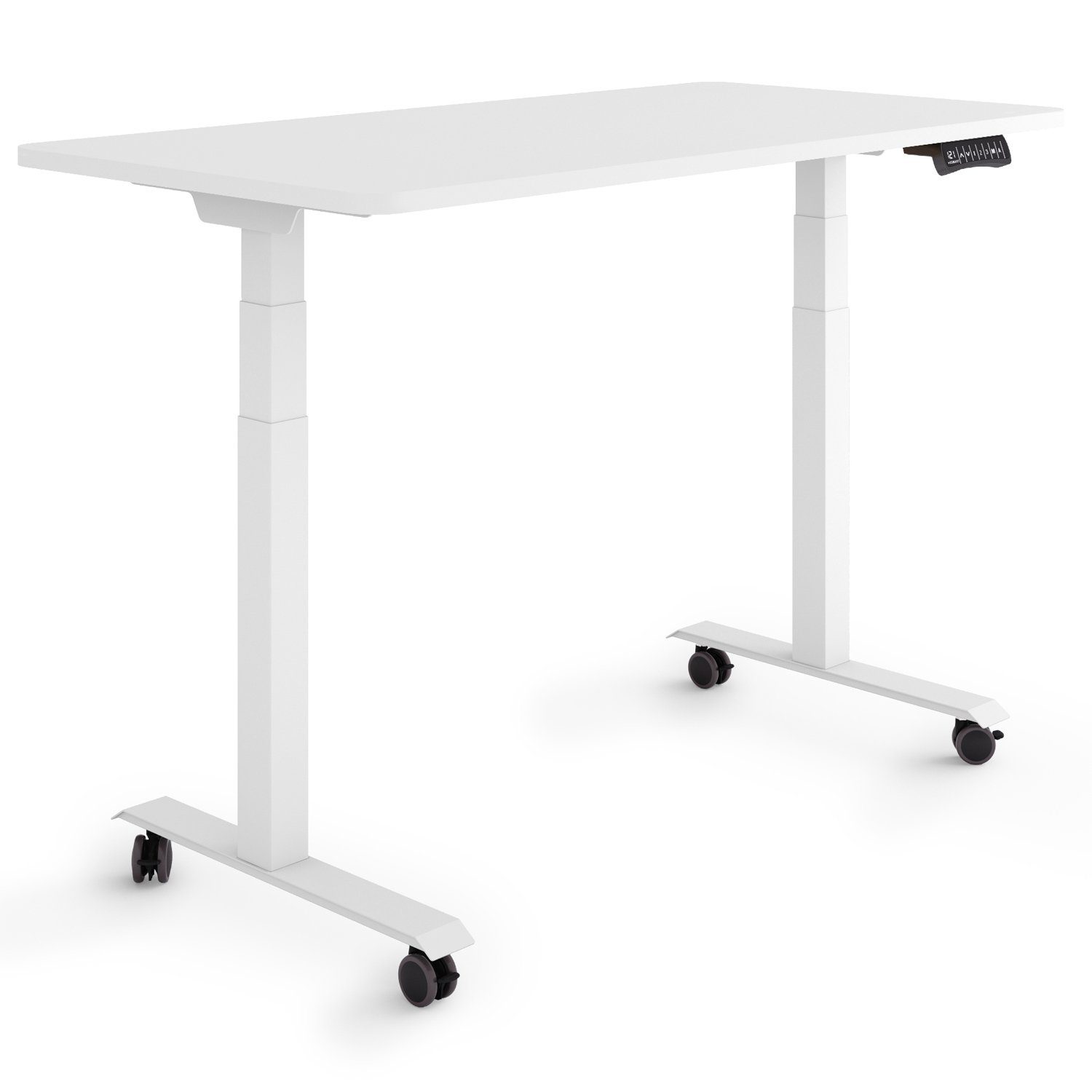 ESMART Schreibtisch ESMART cm Weiß Weiß Rollen - Tischplatte: x Germany, 120 Rahmen: 125,5 cm / Höhe: auf 60 60,5