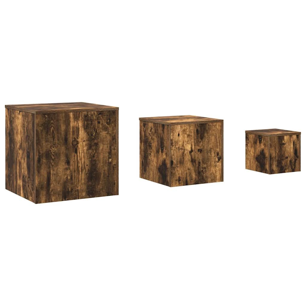 furnicato Couchtisch Beistelltische Set 3-teilig in Räuchereiche 45x45x45 c günstig online kaufen