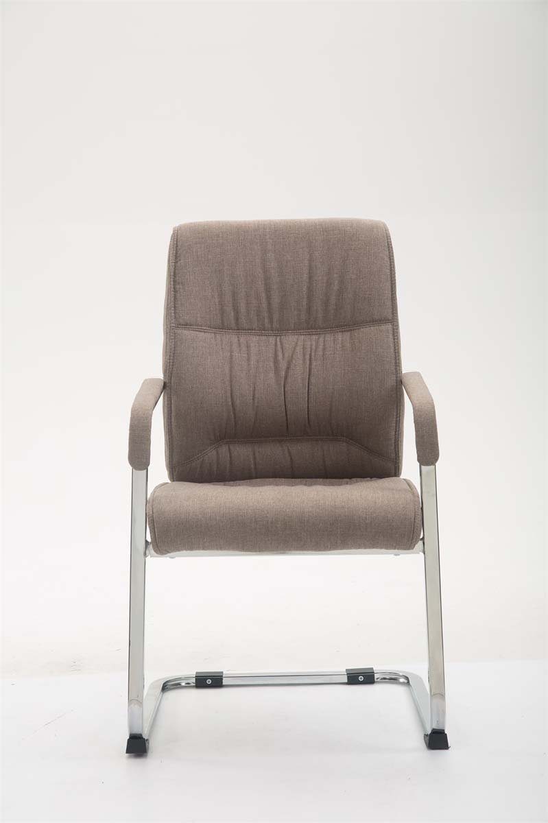 Gestell: Anobo Metall mit Besucherstuhl Sitzfläche: - Konferenzstuhl Esszimmerstuhl - gepolsterter - taupe - (Küchenstuhl Sitzfläche Stoff hochwertig chrom TPFLiving Wohnzimmerstuhl),
