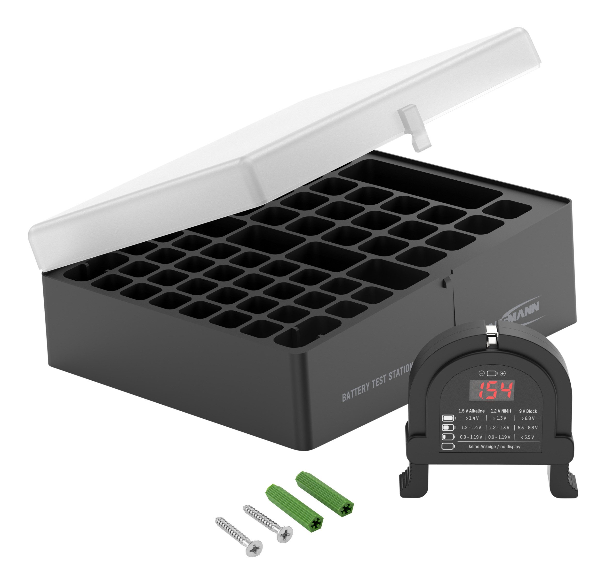 ANSMANN AG Batteriebox inkl. Tester für 56 Batterien AAA, AA, 9V Akku