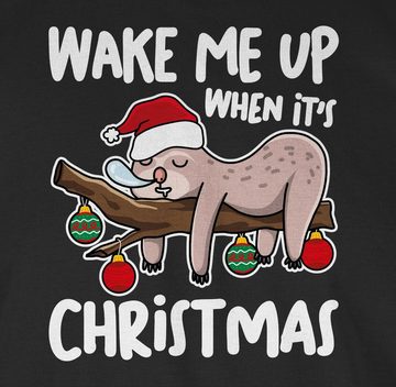 Shirtracer T-Shirt Wake me up when it's christmas - weiß Weihachten Kleidung