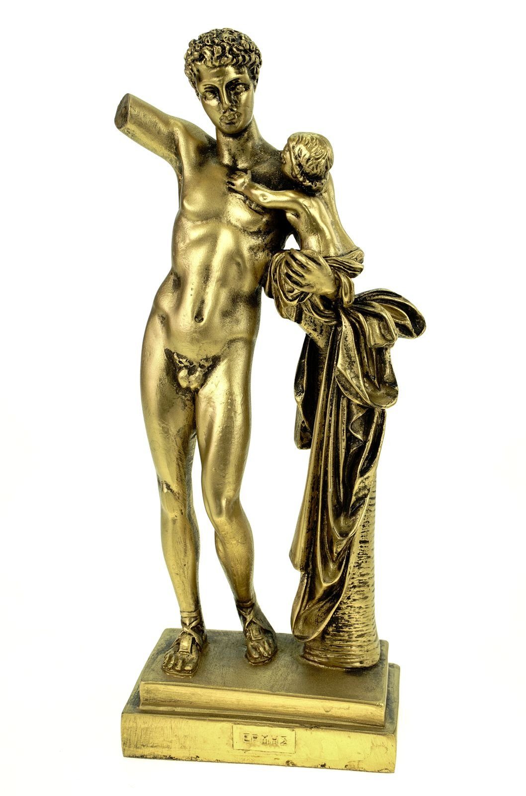Kremers Schatzkiste Dekofigur Alabaster Deko Figur griechischer Gott Hermes 25 cm Skulptur gold