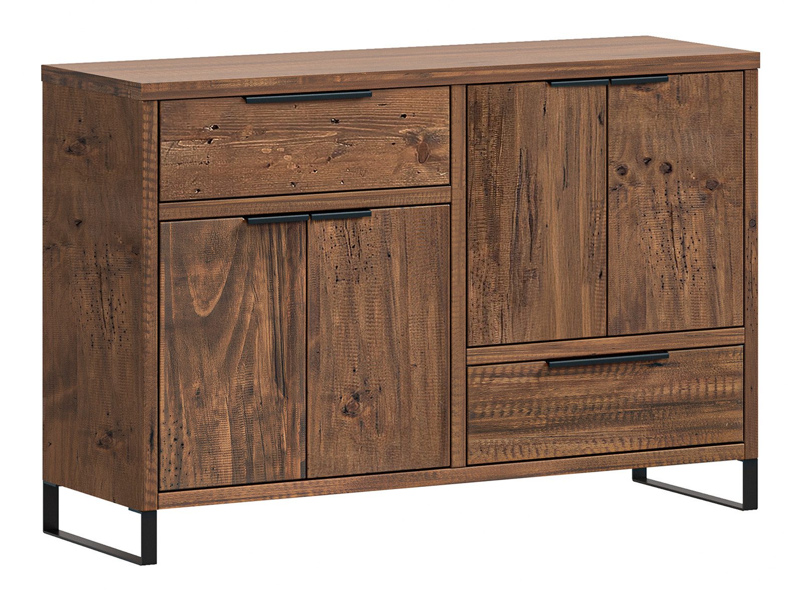 massivum Sideboard Sydney 126cm pinie rustikal Kommode Wohnzimmer Massivholz (13 St)