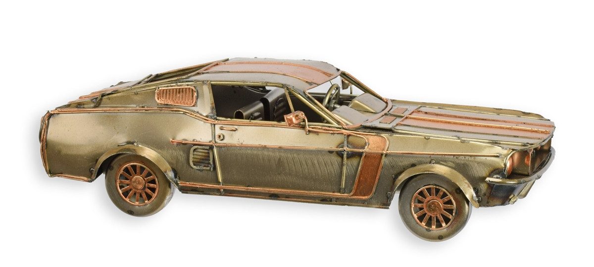 JS GartenDeko Modellauto Blechauto Muscle Car bronzefarben Oldtimer Auto Modellauto L 32 cm