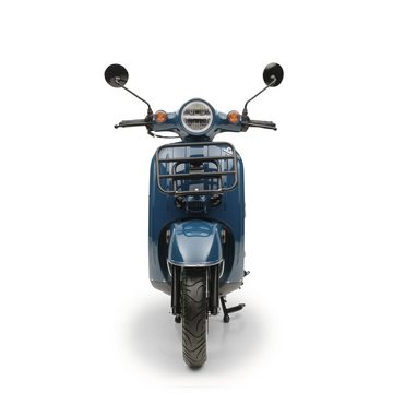 Burnout Motorroller Luna Ozeanblau, 50 ccm, 25 km/h, Euro 5, Unverwechselbares Retro Design, Mofa, Neues Modell 2024
