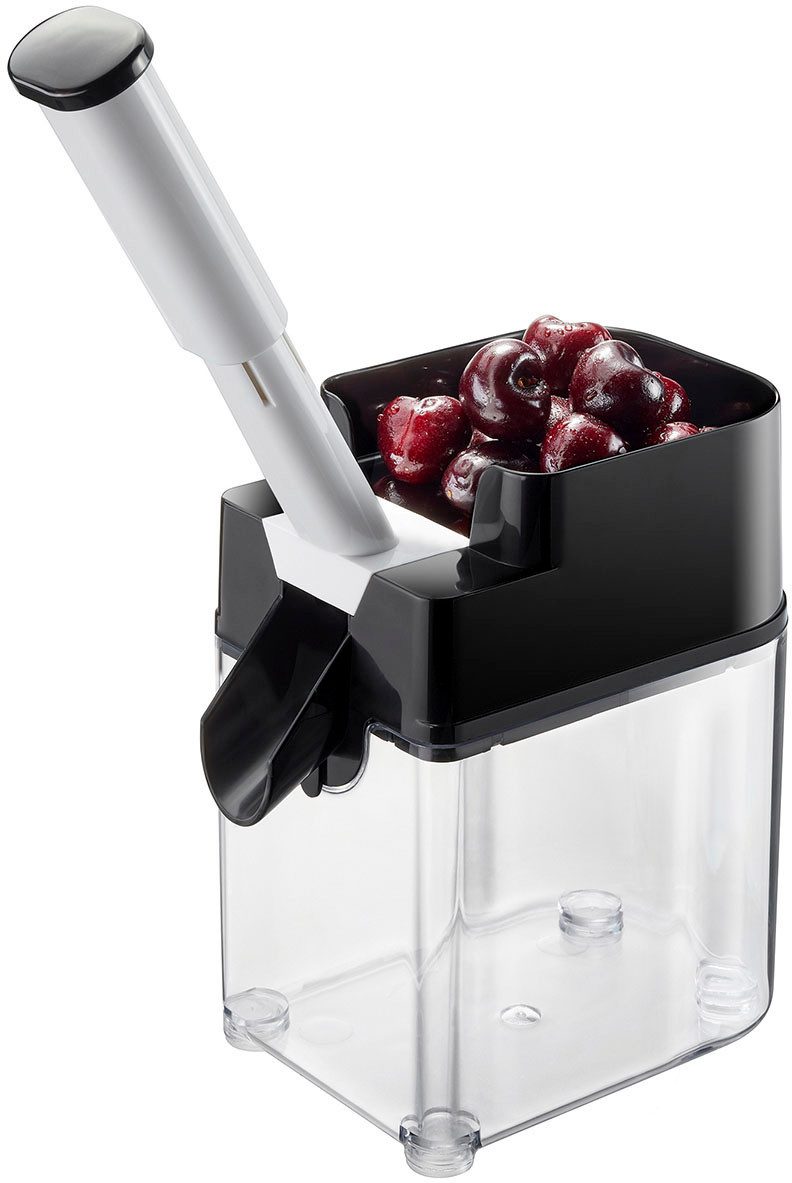 GEFU Entkerner CORER, Edelstahl, Kunststoff, (2-tlg), schnelles Entfernen der Kerne, große Einfüllöffnung