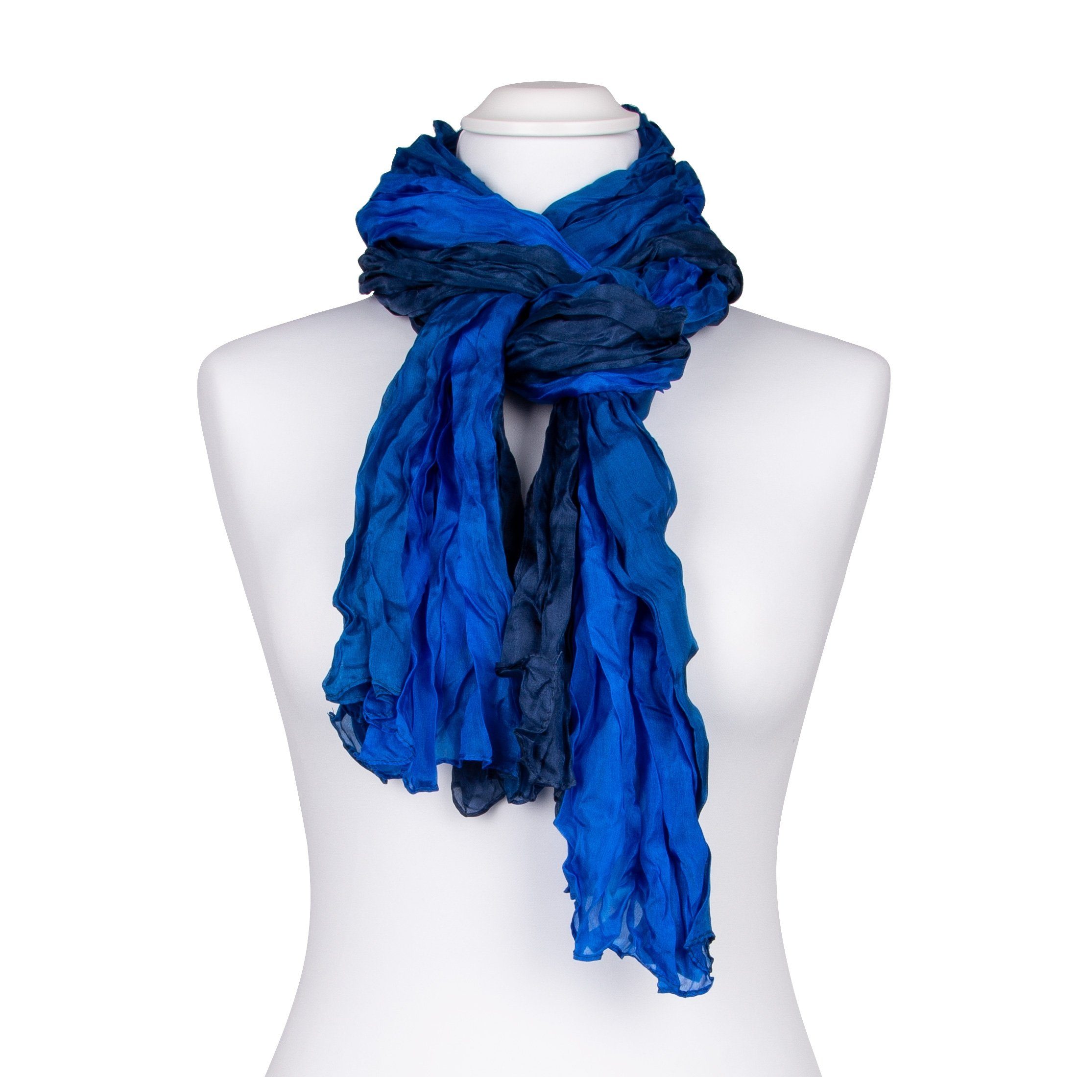 Silkroad Seidenschal Knitterschal Halstuch Schal XXL Farbverlauf Blau