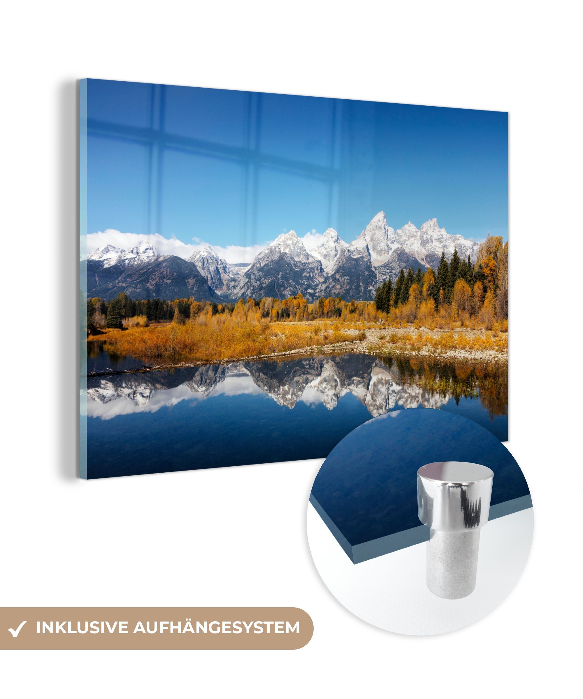 MuchoWow Acrylglasbild Amerika - Berg - Reflexion, (1 St), Acrylglasbilder Wohnzimmer & Schlafzimmer