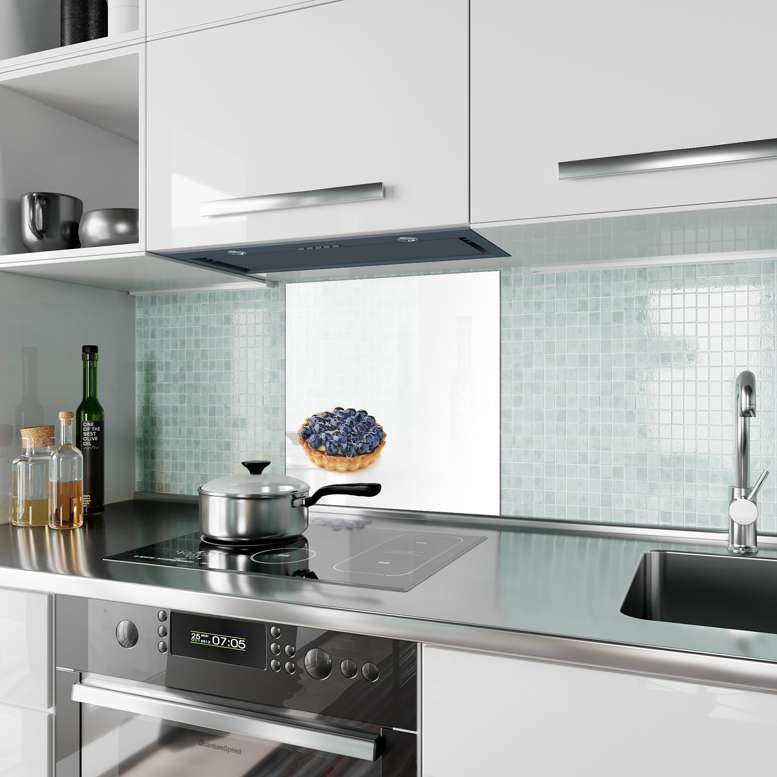 Küchenrückwand mit Tarte Primedeco Motiv Heidelbeeren Spritzschutz Küchenrückwand Glas