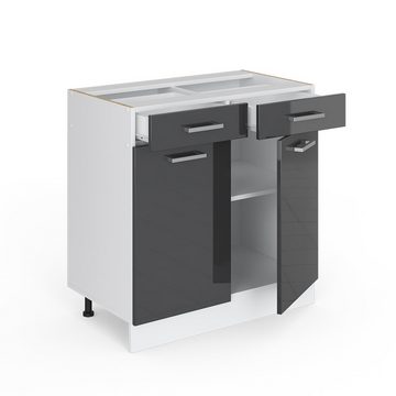 Vicco Schranksystem R-Line Anthrazit HG/Weiß 80cm mit Schubladen und Türen mit AP