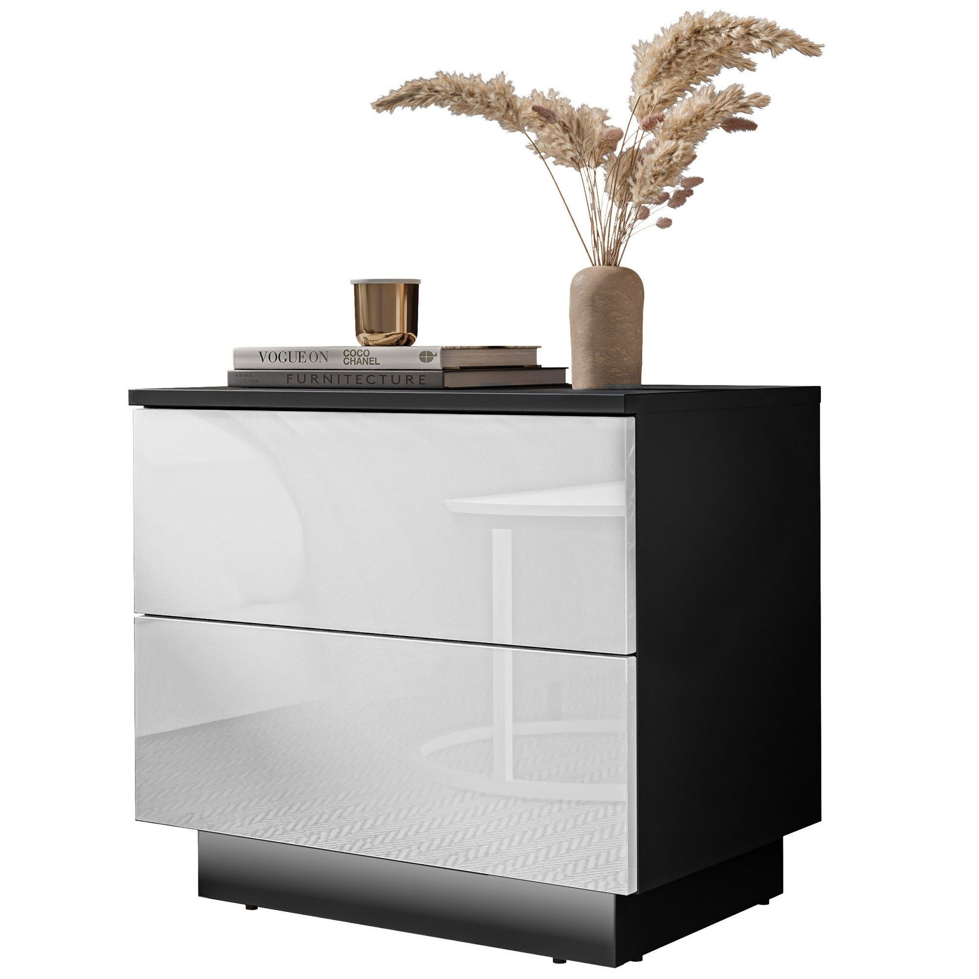Lookway Nachttisch LINA mit Push-Open System Hochglanz LED