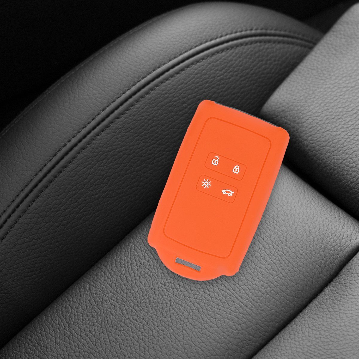 Schutzhülle Autoschlüssel Orange für Renault, Silikon kwmobile Schlüsseltasche Hülle Schlüsselhülle