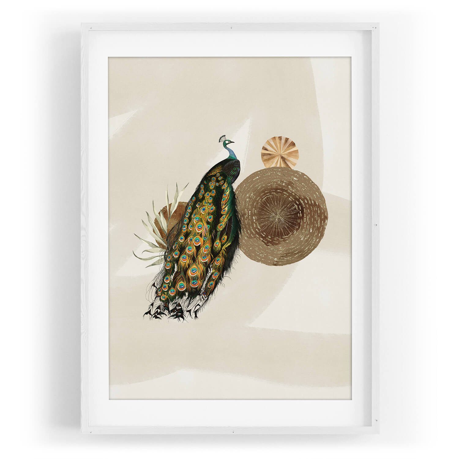 Sinus Art Wandbild Vogel Motiv Pfau Kunstvoll Federkleid einzigartiges Design