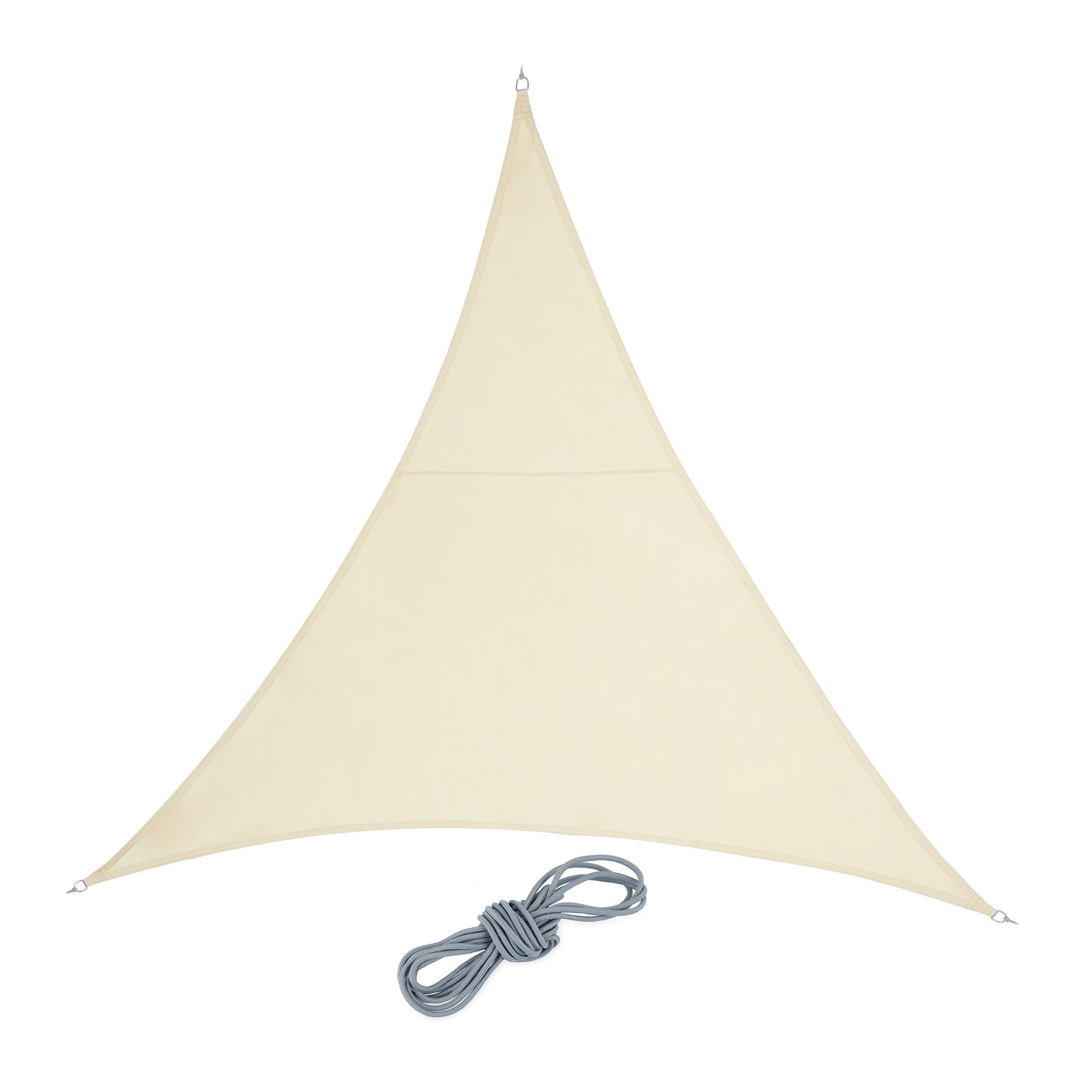 relaxdays Sonnensegel Dreieck Sonnensegel PES beige, 3 x 3 x 3 m