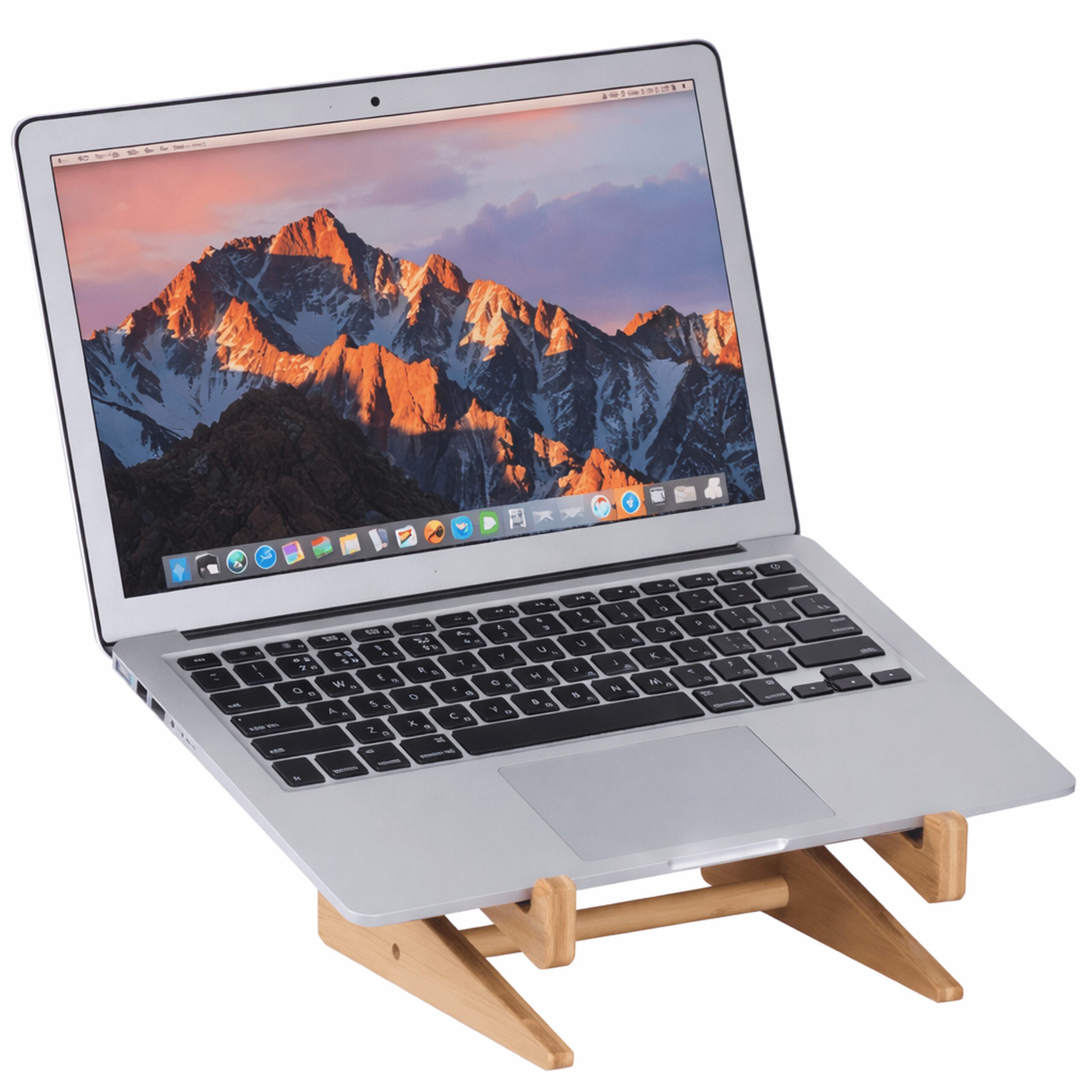 relaxdays Laptop-Ständer Bambus Laptop-Ständer für 10–15 Zoll, (bis 15 Zoll, 1-tlg., natur)