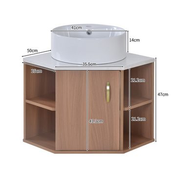 Ulife Badmöbel-Set Badezimmermöbel, aufgehängter Waschtischunterschrank mit Sockelbecken, Hängeschränke mit Marmorarbeitsplatten und Armaturenöffnungen