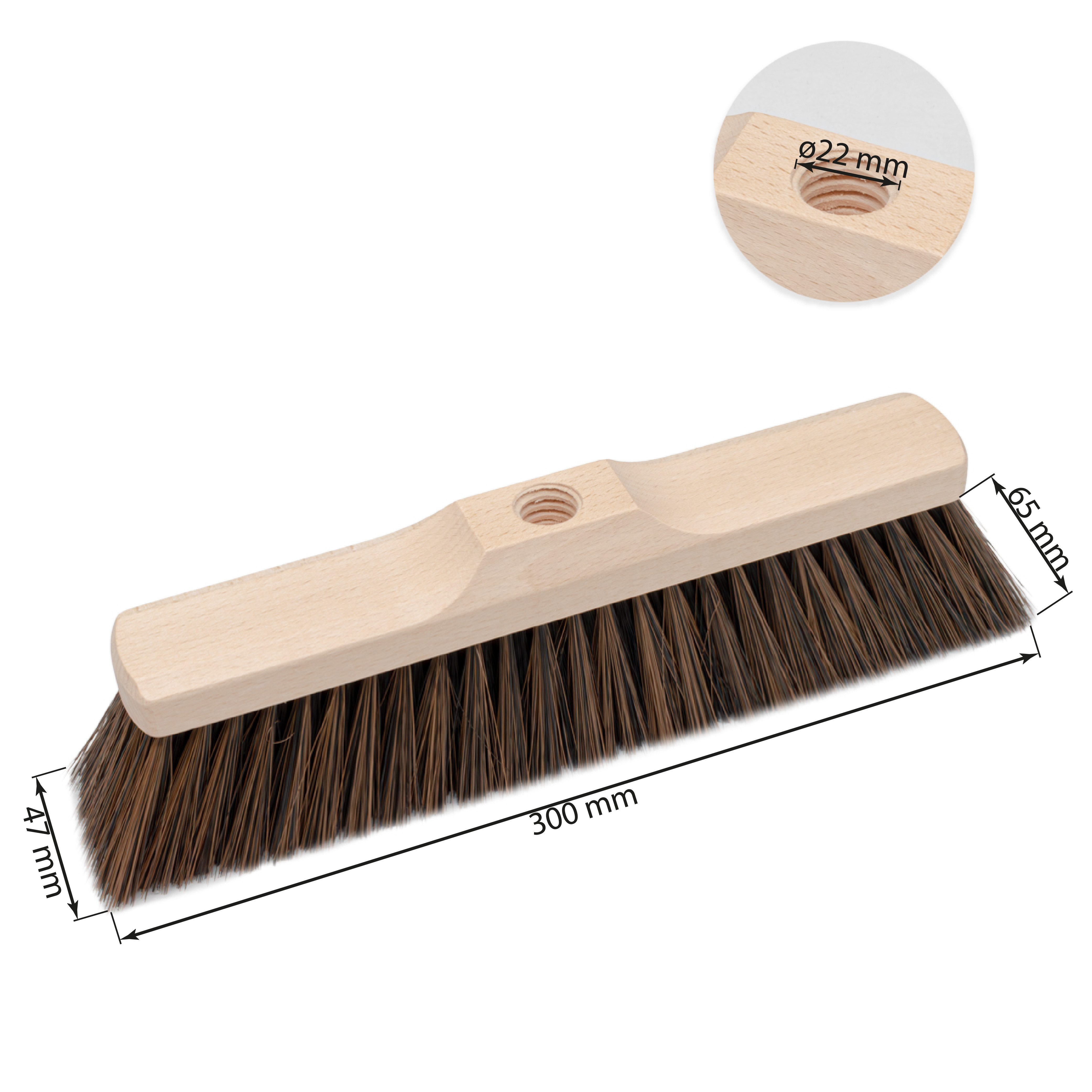 Prima-Online Staubbesen Holz Besenkopf Hausbesen 22 mm Gewinde, ohne Stiel, Breite: 30-50 cm