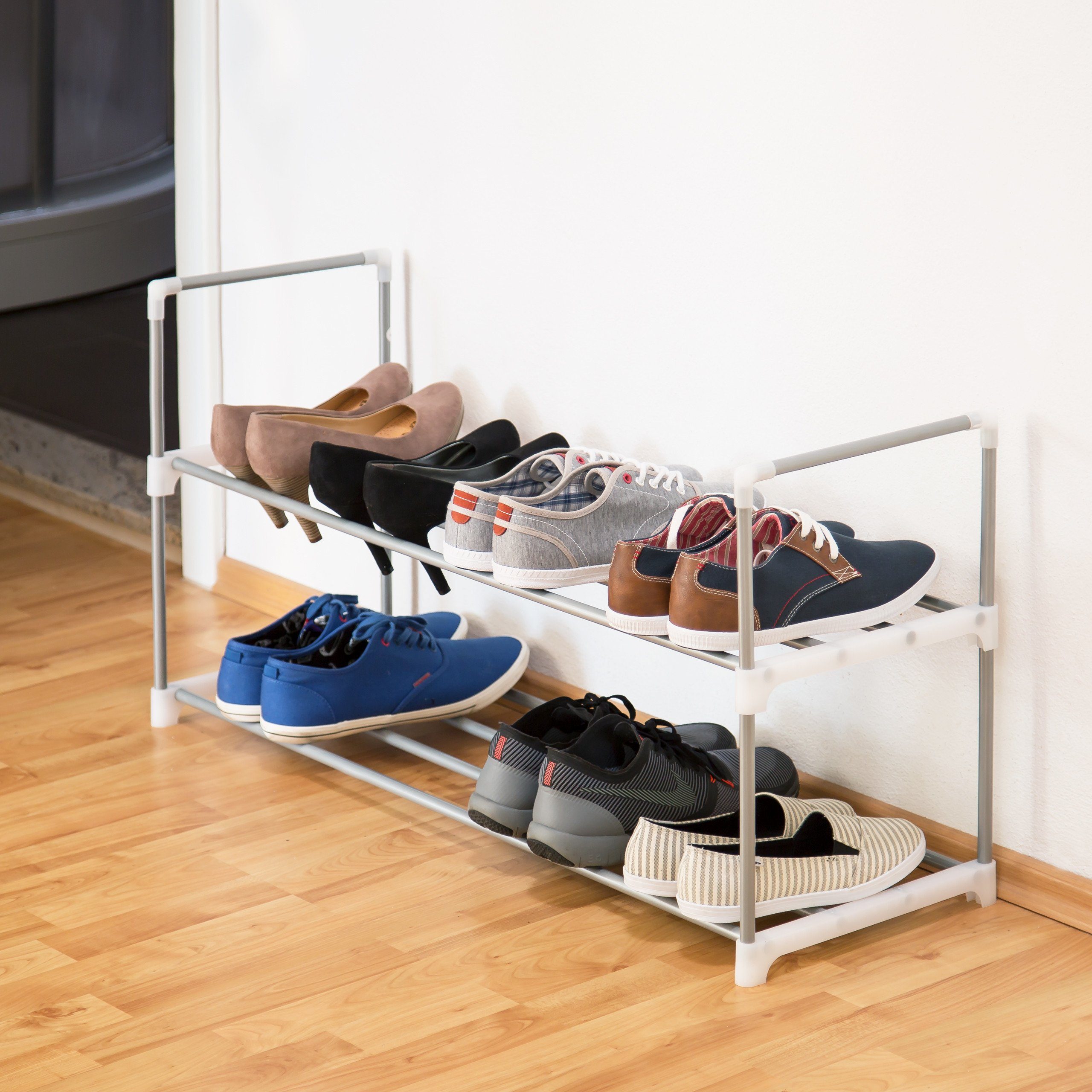relaxdays Schuhregal Metall silb, 2 günstig online kaufen