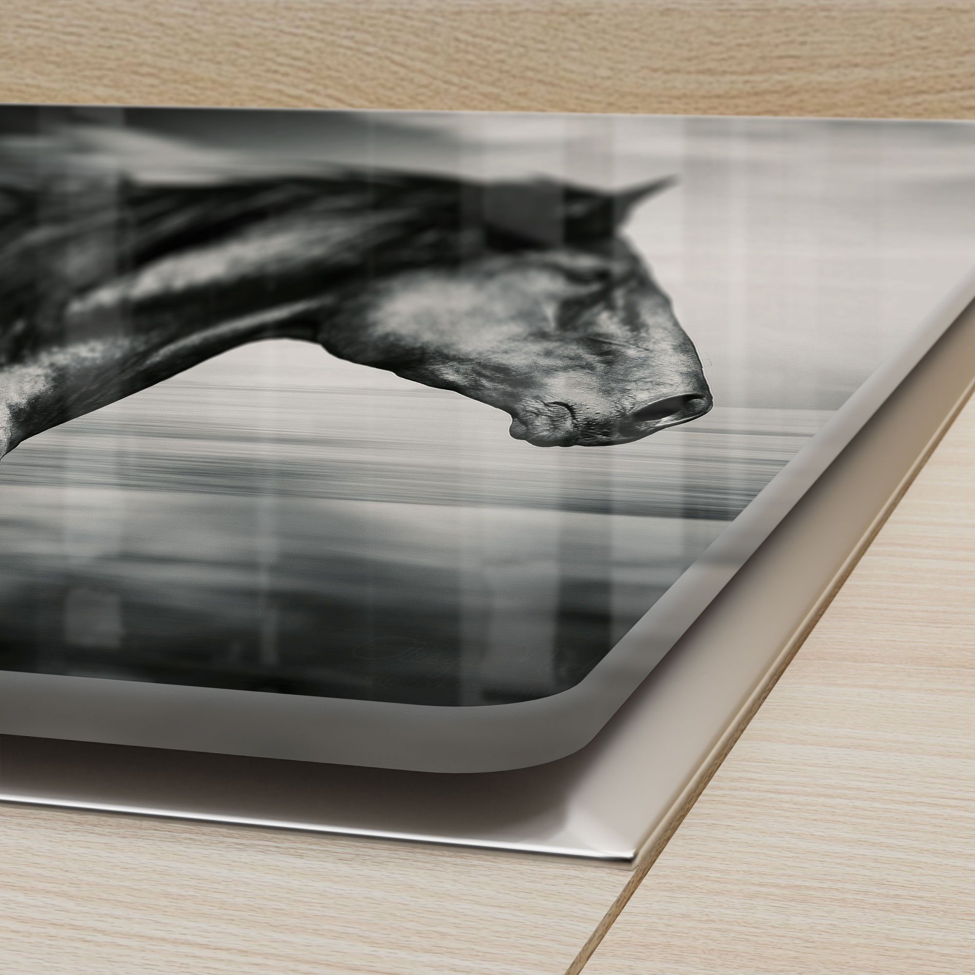 DEQORI Herdblende-/Abdeckplatte 'Galoppierendes Pferd', (1 Glas, Herdabdeckplatte Ceranfeld Glas tlg), Herd