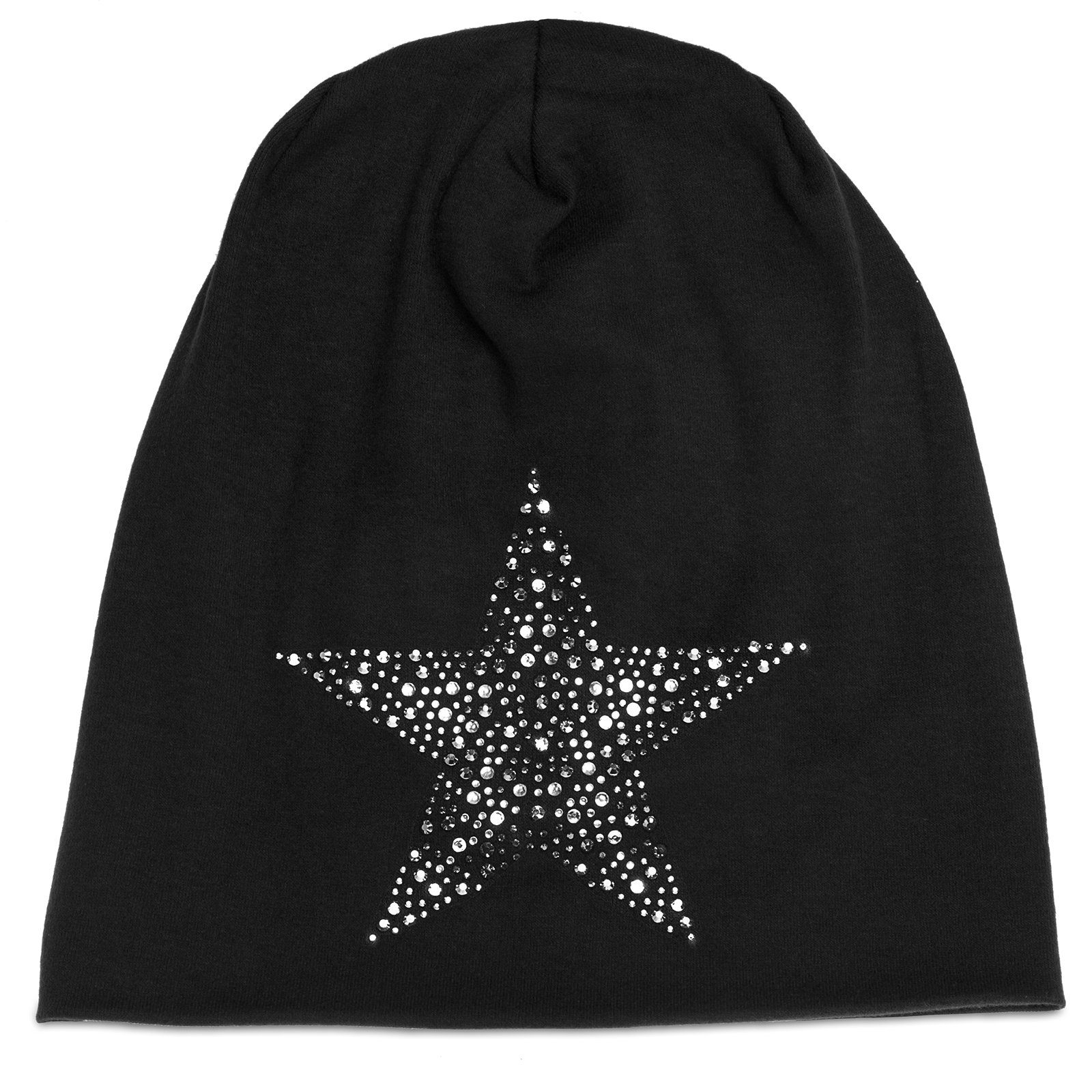 Caspar Beanie MU153 Mütze mit Strass Stern und warmem Flanell Stoff