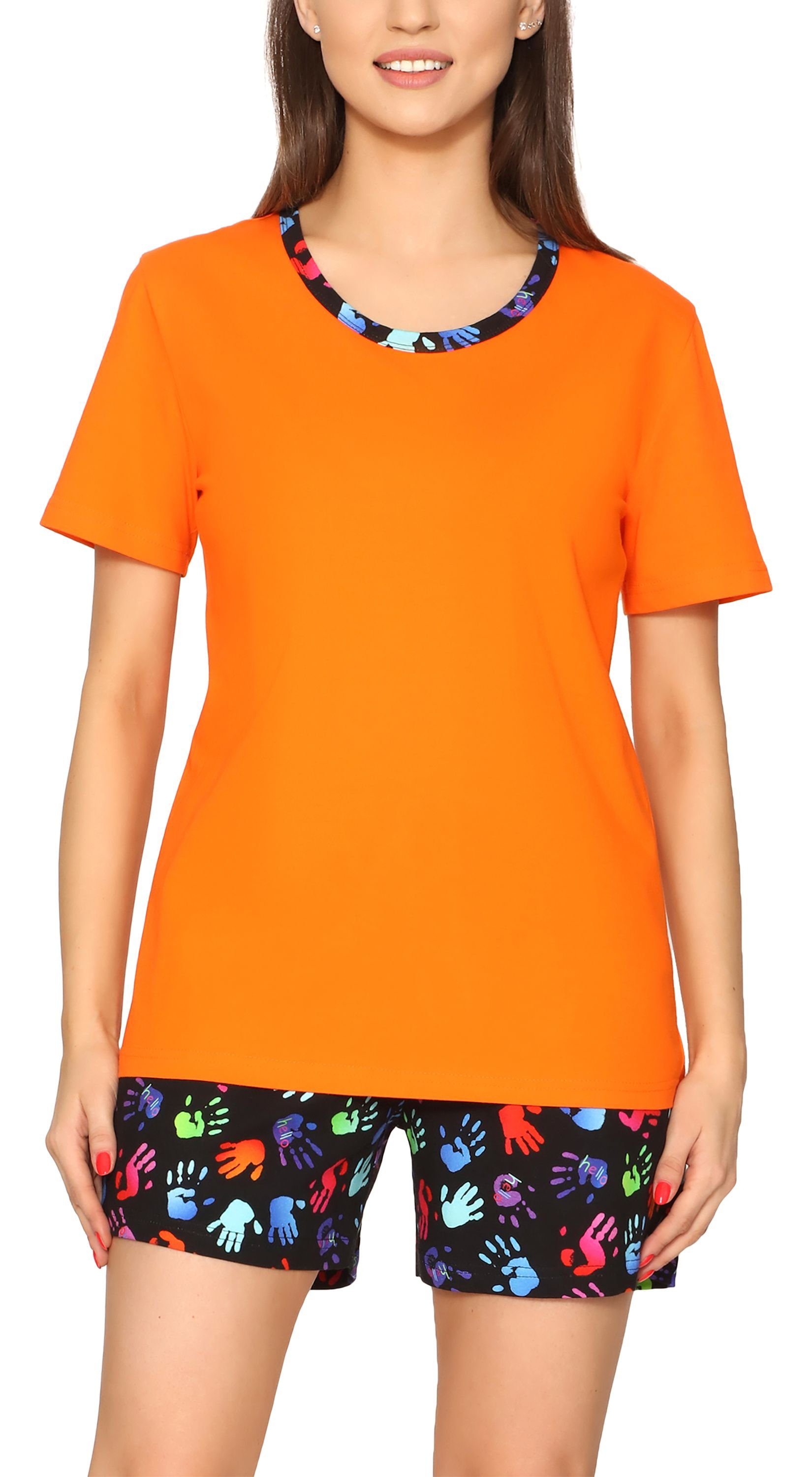 Merry Style Schlafanzug Damen Schlafanzug MS10-396 Orange Hände | Pyjamas