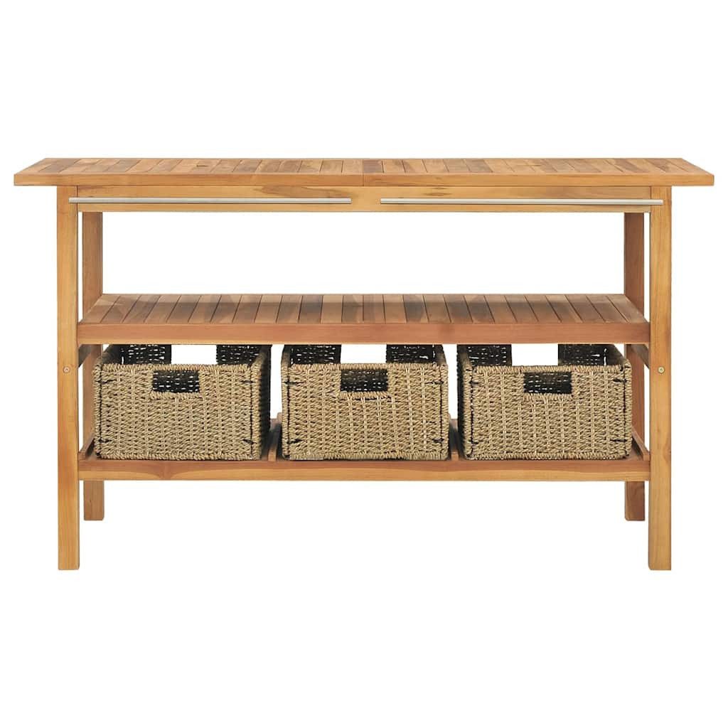 vidaXL Badezimmerspiegelschrank Waschtisch mit 3 Körben Massivholz 132x45x75cm (1-St)