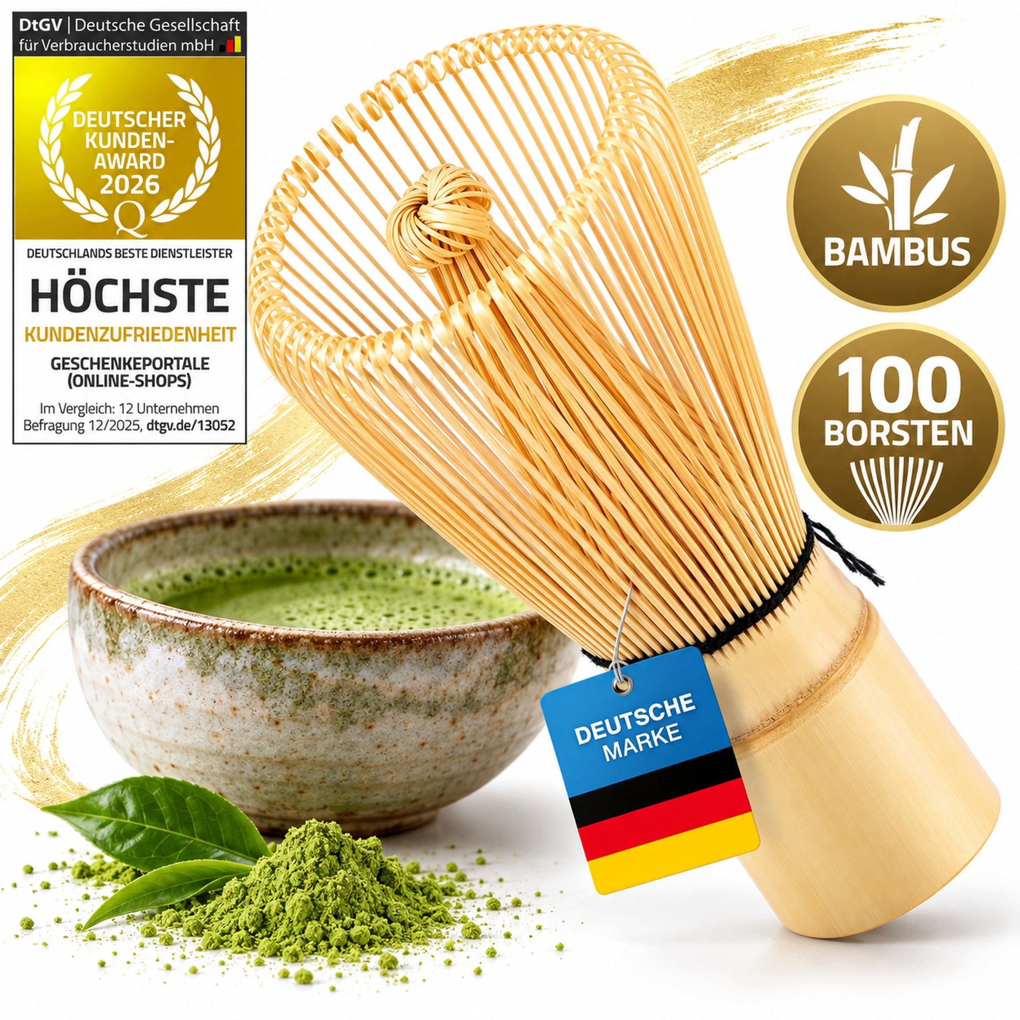 Dimono Teeglas DIMONO Matcha Tee Set–Teezubereitung Set mit Chasen, Schale & Zubehör