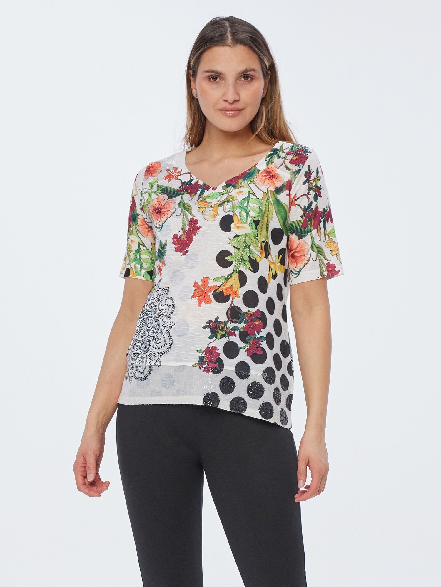 Christian Materne T-Shirt Druckbluse koerpernah mit floralem Print