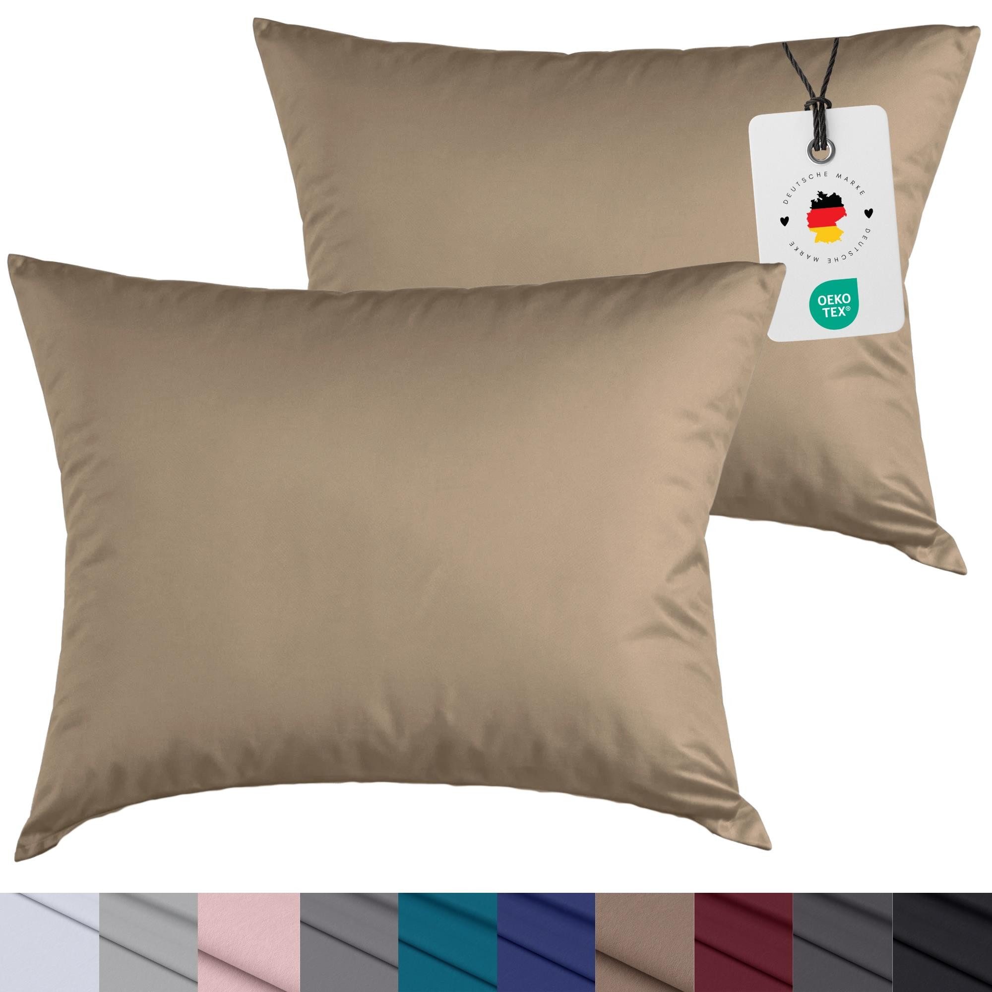 Carpe Sonno Kissenbezug 40x40 40x80 80x80 80x40 2er Set Kissenhülle Mikrofaser Kissenbezug, (2 Stück), Kopfkissenbezug 40 x 40 cm, Uni Braun einfarbig