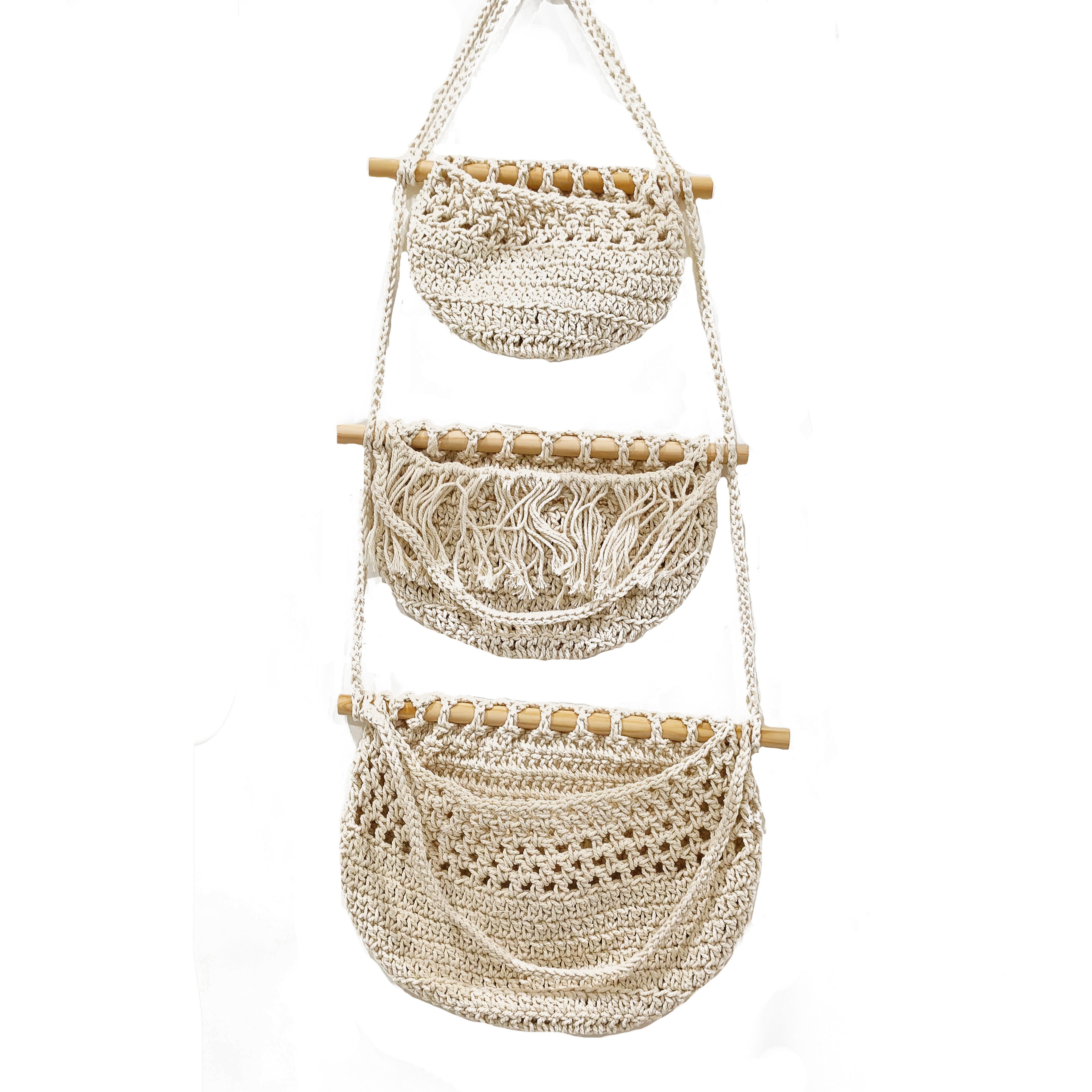 Jumpeak Hängeaufbewahrung Obstkorb Hängend 3 Etagen,Hängekörbe,Wandhängetas günstig online kaufen