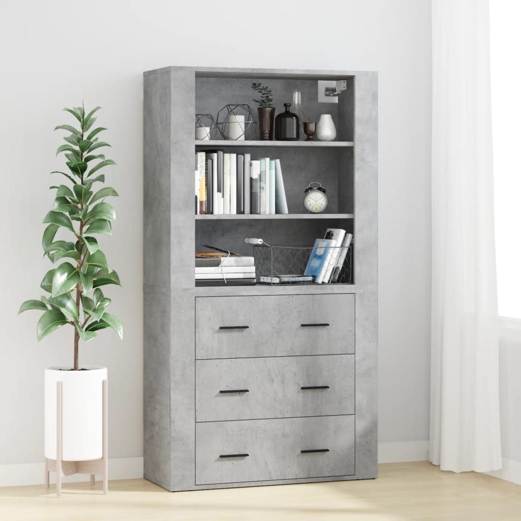 vidaXL Highboard Highboard Betongrau Holzwerkstoff (1 St)