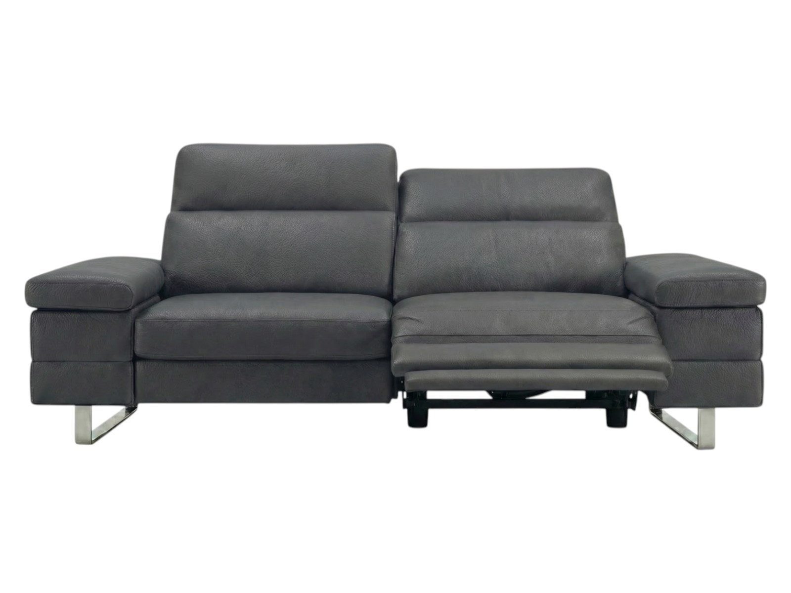 Villa Möbel Sofa Virage, 3-Sitzer 1 Teile, Echtleder-Sofa mit Kopfteilverstellung - Relaxfunktion fürs Wohnzimmer