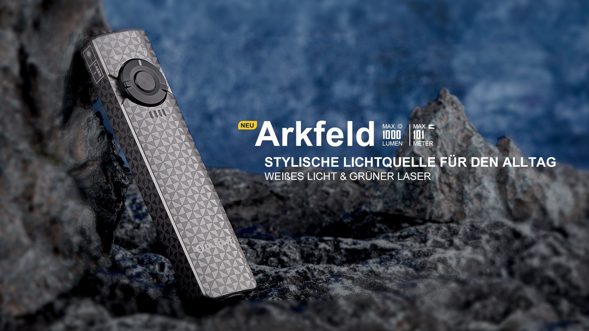 OLIGHT Lichtquelle Taschenlampe EDC Arkfeld mit Gunmetal Taschenlampe Olight Pinwheel Grey dualer