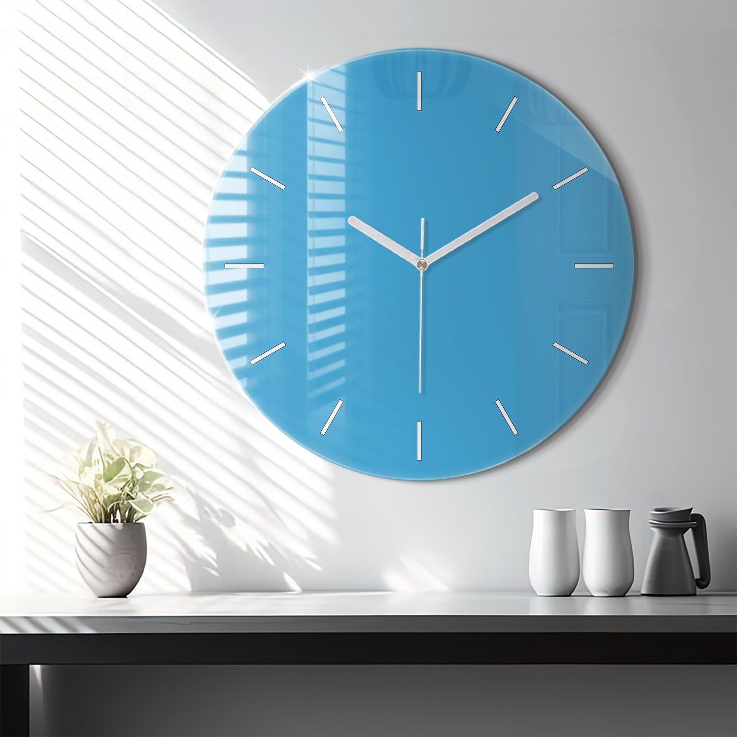 Tulup Wanduhr Glasrunde Uhr Moderne Glaswanduhr 60cm Uhr aus Gehärtetem Glas