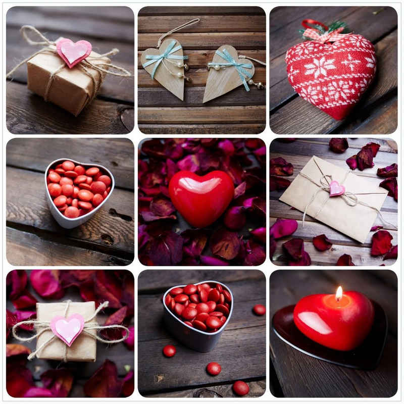 Wallario Acrylglasbild, Liebe und Herzen - Valentinstag Collage, in verschiedenen Ausführungen