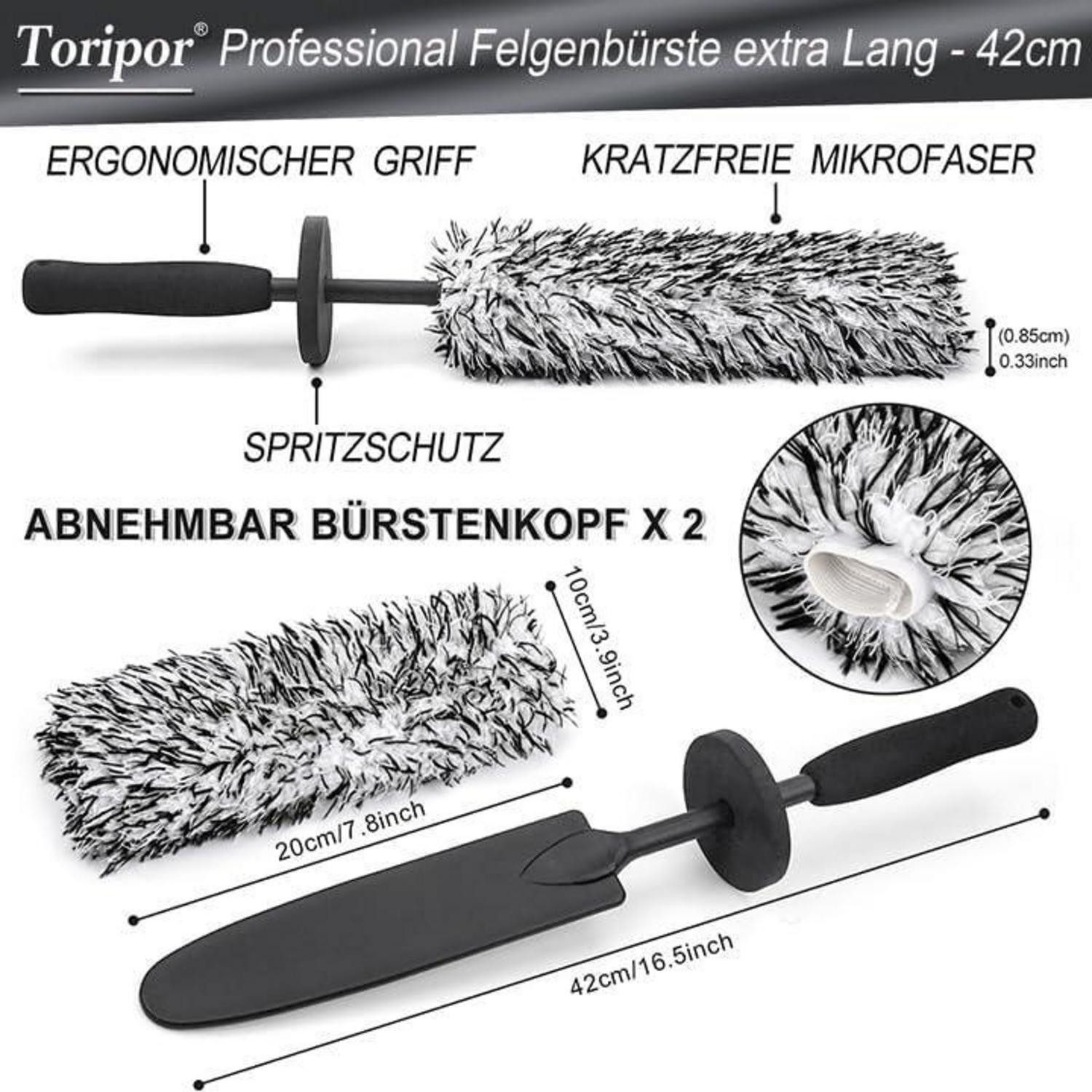 LuxusKollektion Felgenbürste Felgenreiniger Mikrofaser Felgenbürste Handschuhe Detail Bürste