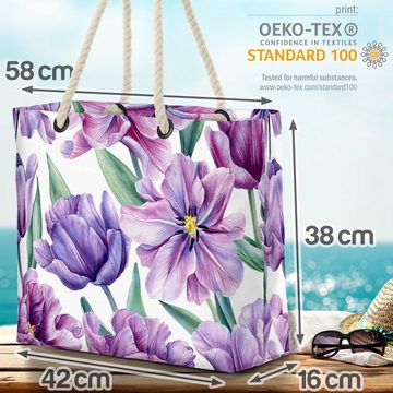 VOID Strandtasche (1-tlg), Lila Blumen Blumenmuster Tasche Einkaufstasche Ostern Beach Bag