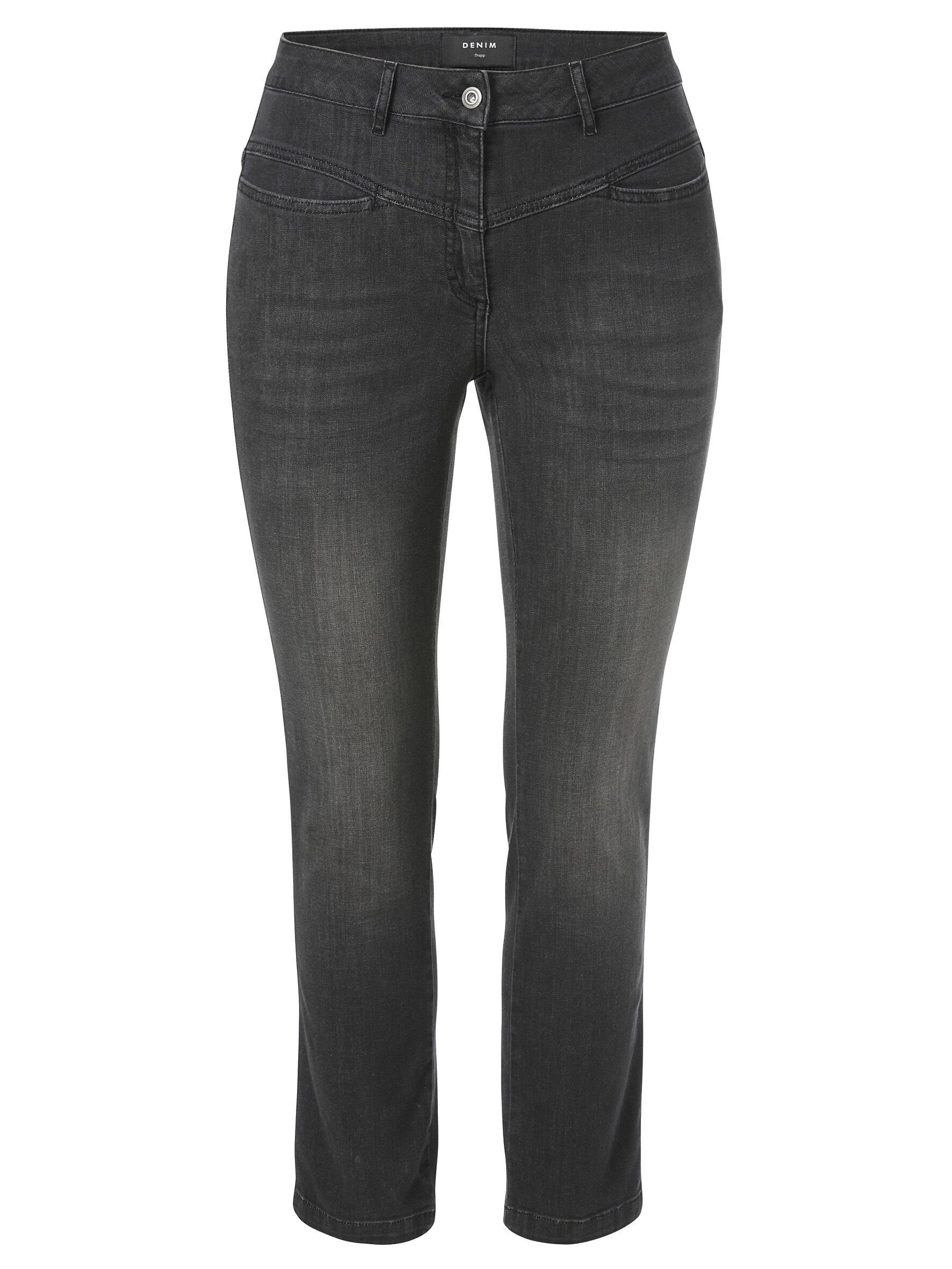 mit FRAPP denim Slim-fit-Jeans trendigen grey Ziernähten mid