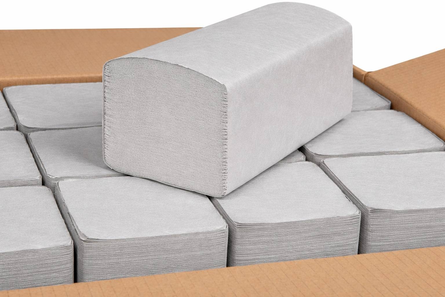 PACKEO Papierhandtuch Papierhandtücher VZZ-Falz 25×23 cm, 1-lagig recycelt - 5000 Blatt (5000-St)