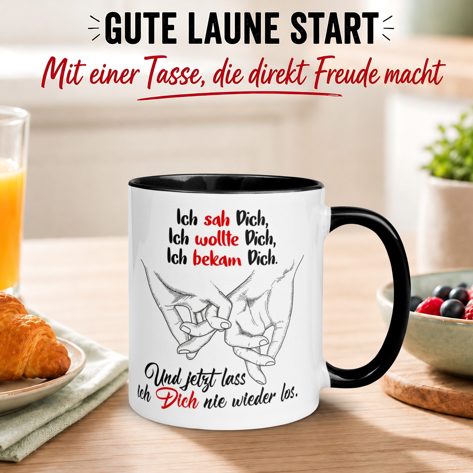 Momentals Tasse Liebe – Ich lass dich nie wieder los – Ich liebe Dich Geschenk Partner, Gratis Versand · Links-&Rechtshänder · Spülmaschinenfest
