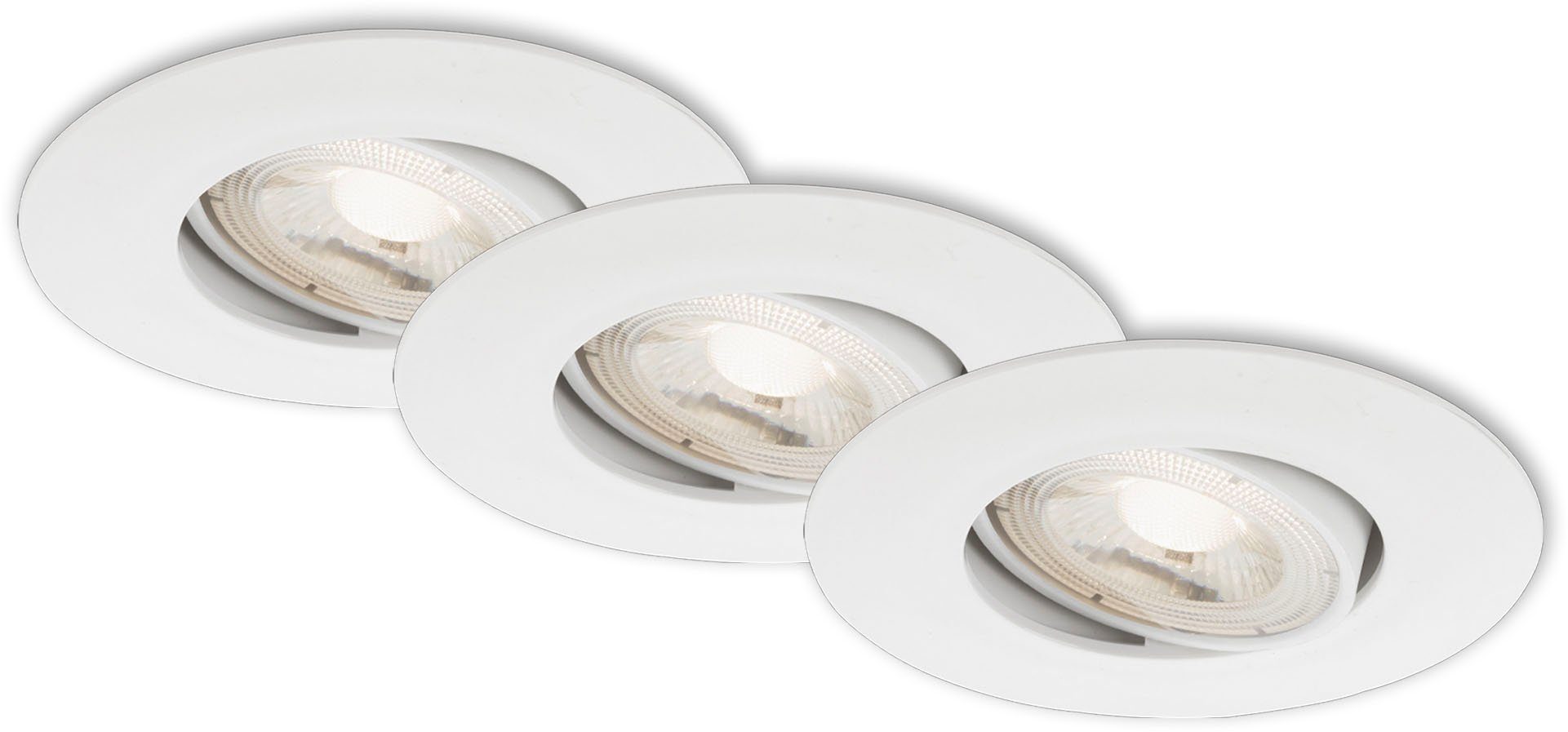 Briloner Leuchten LED dimmbar, LED weiß 7048036 Warmweiß, KULANA, schwenkbar, Strahler 3er fest Einbauleuchte stufenlos Set, integriert